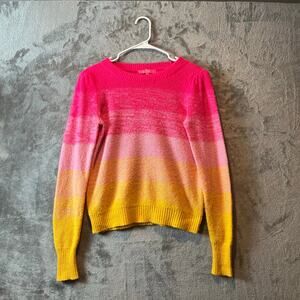 Lilly Pulitzer Olinia Sweater Pink Grenadine Marbled Ombre Wool Blend Size Small